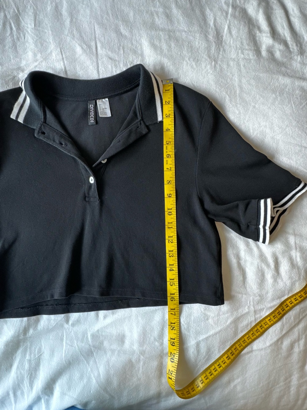 H&M Divided Black Polo Top White Trim Short Sleeve Size S - Picture 4 of 6